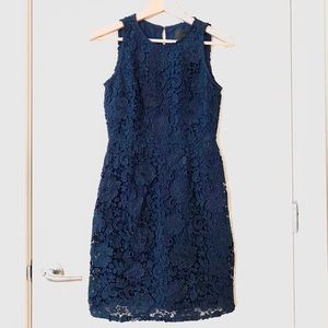 J.Crew Collection Lace Navy Ponte Sheath Dress